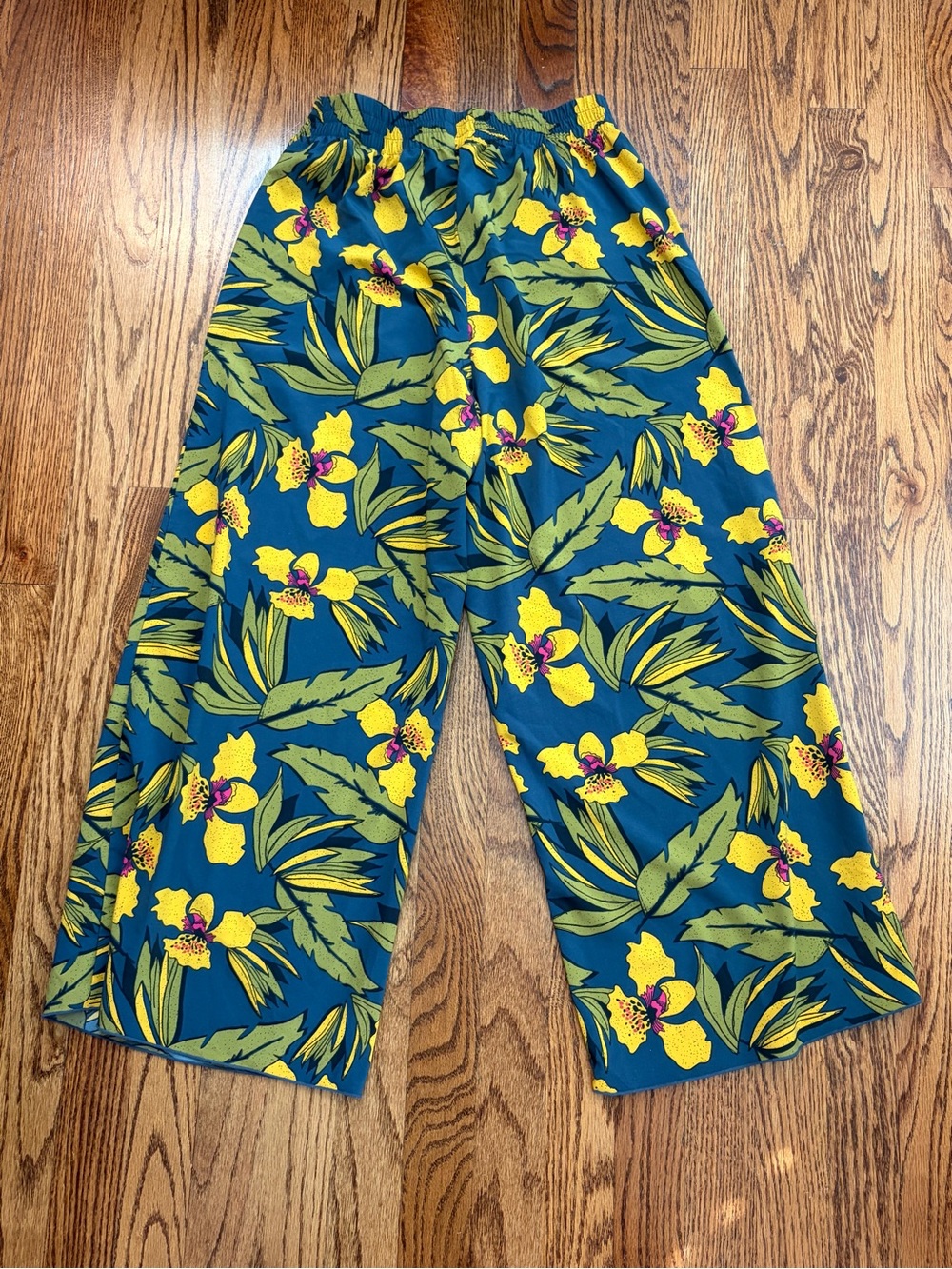 Toad&Co Sunkissed Wide Leg Pants Tropical Floral Blue Cropped Small - Picture 3 of 11